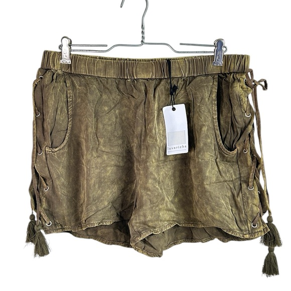 NWT Love Riche Side Lace w/Tassels Olive/Army Green Shorts - Picture 1 of 16